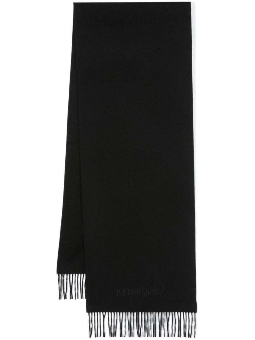 Saint Laurent Sciarpa Jacquard Cashmere Fringed Scarf