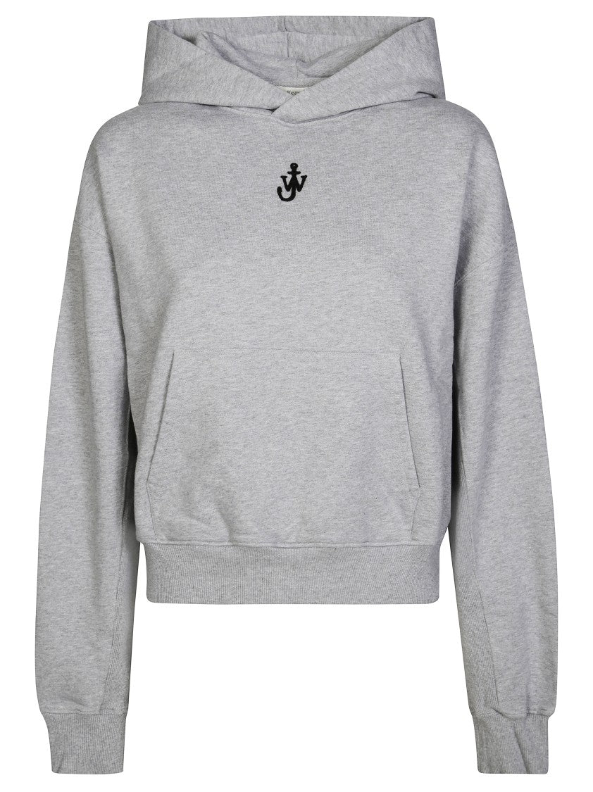J. W. Anderson Cropped Grey Hoodie With Relaxed Fit