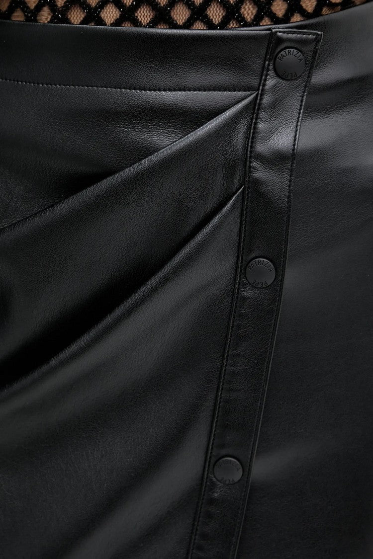 Patrizia Pepe Black Glossy Polyurethane Midi Skirt