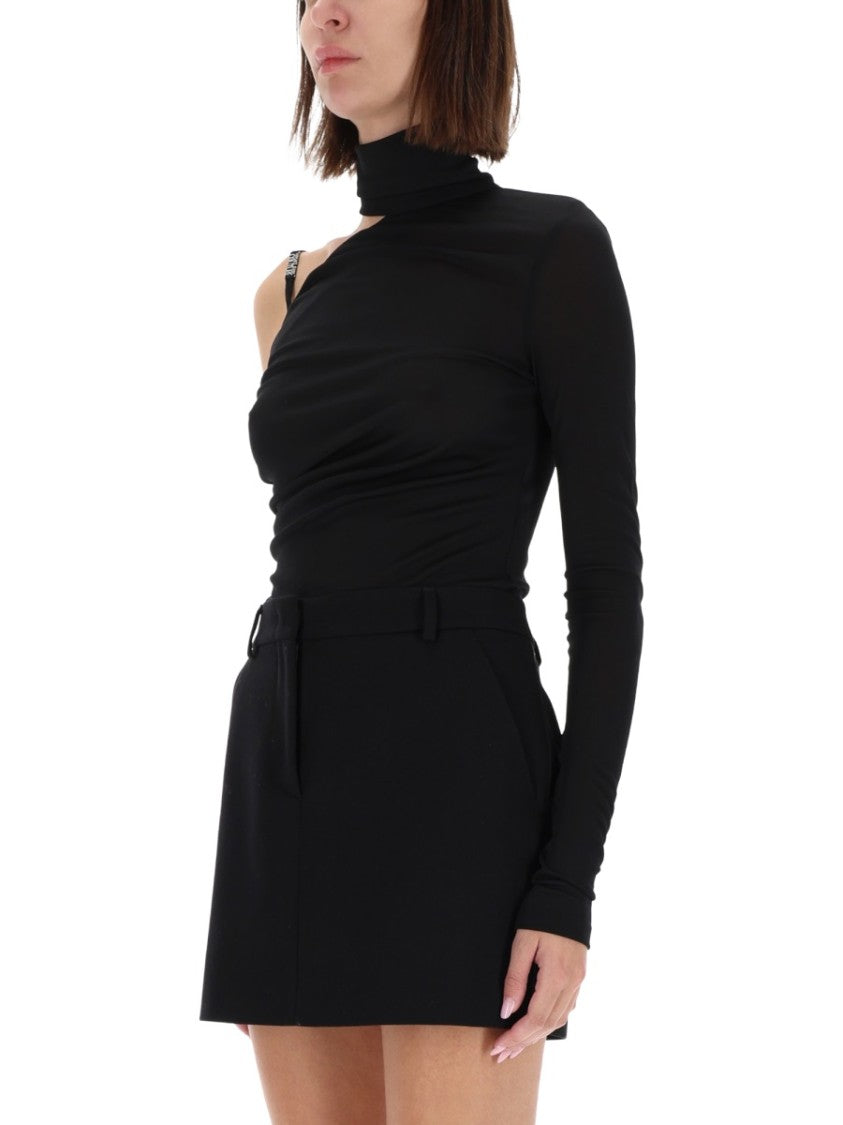 Versace Jeans Couture Black Asymmetrical One-Shoulder Bodysuit