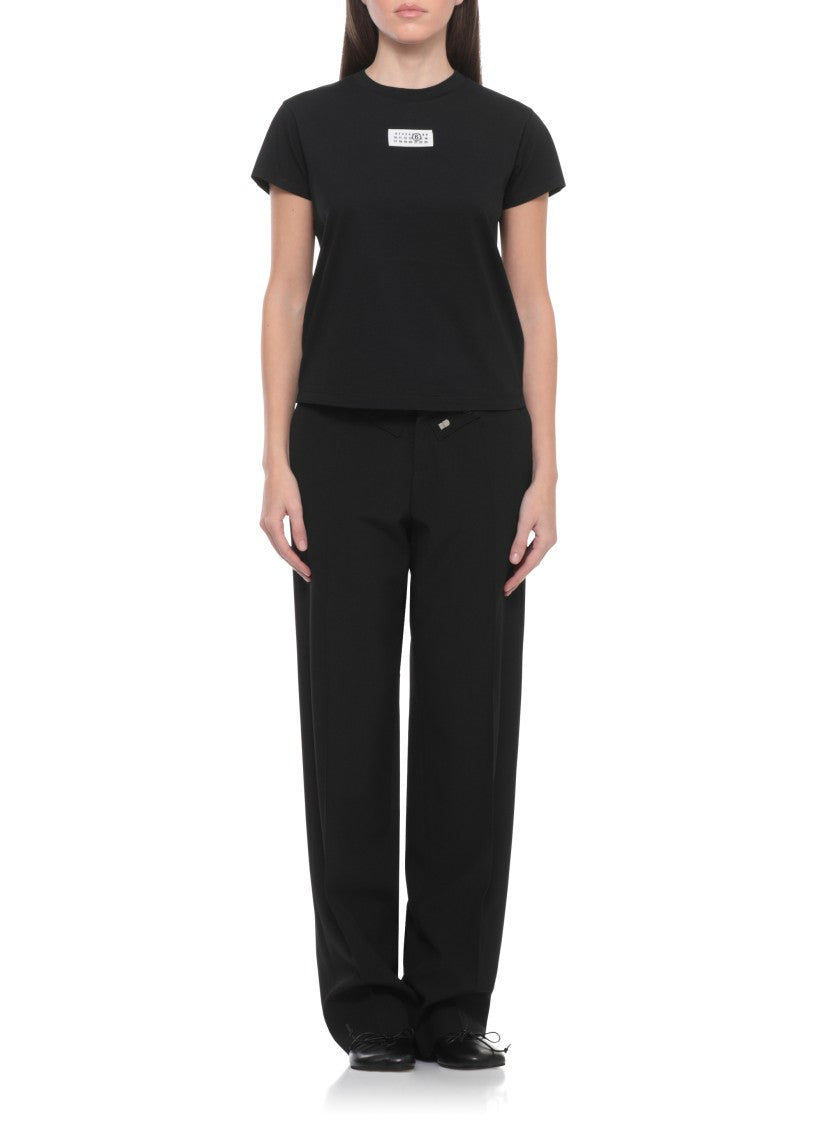 Mm6 By Maison Margiela Black Logoed Cotton T-Shirt