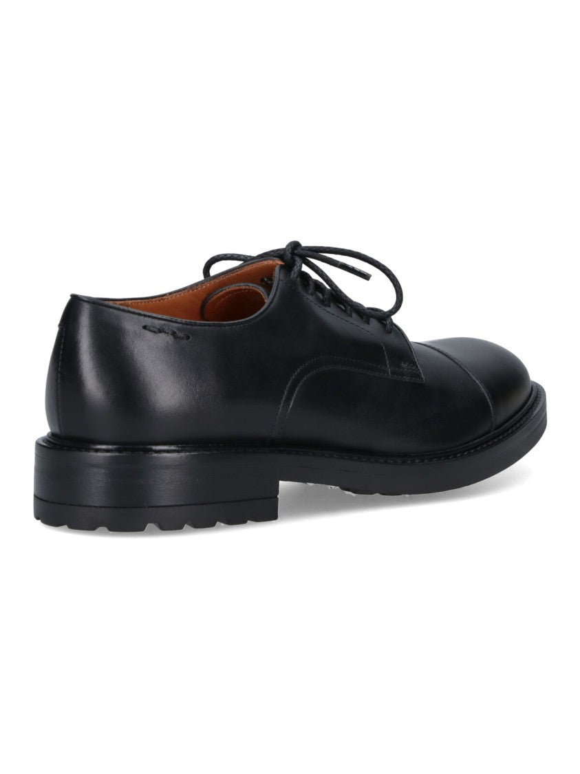 Alexander Hotto Polished Black Leather Lace-Up Shoes With Refined Detailing
