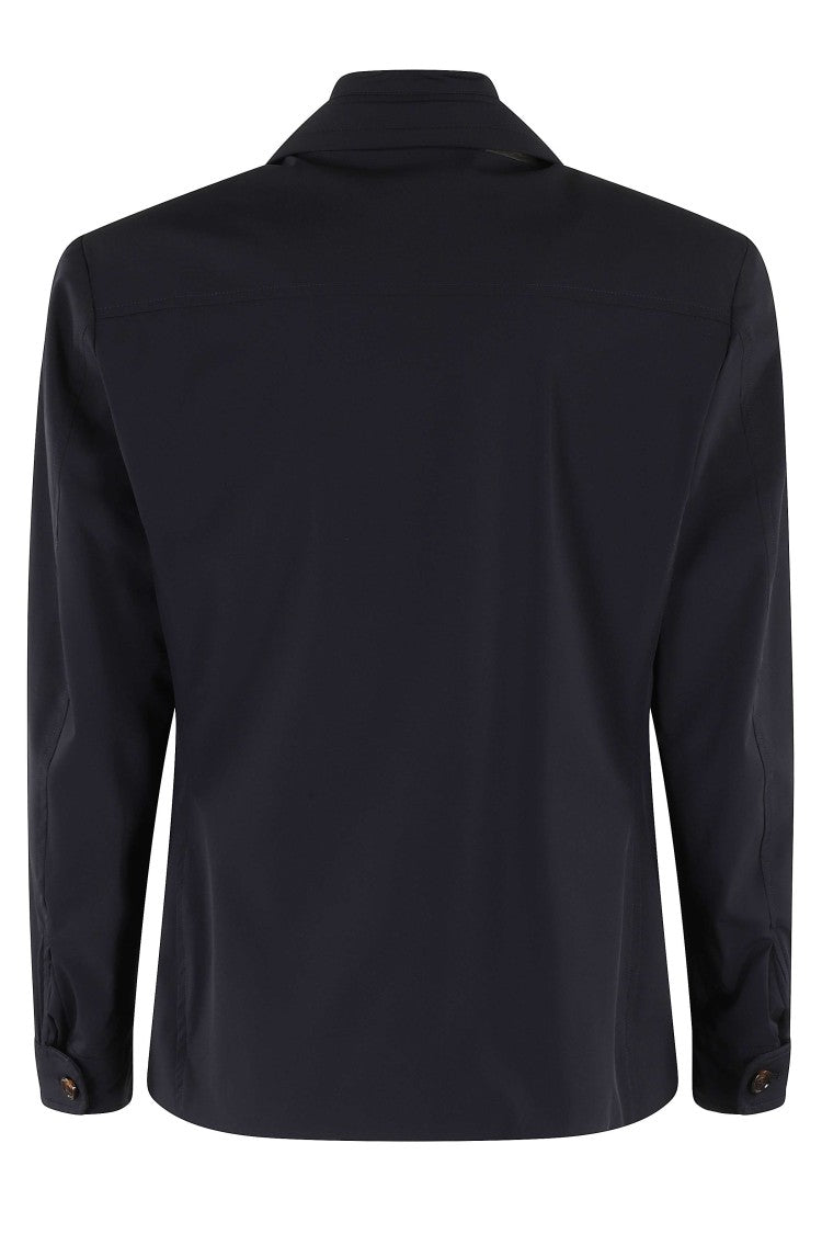 Moorer Dark Blue Volmer Kn Detachable High Collar Polyester Jacket