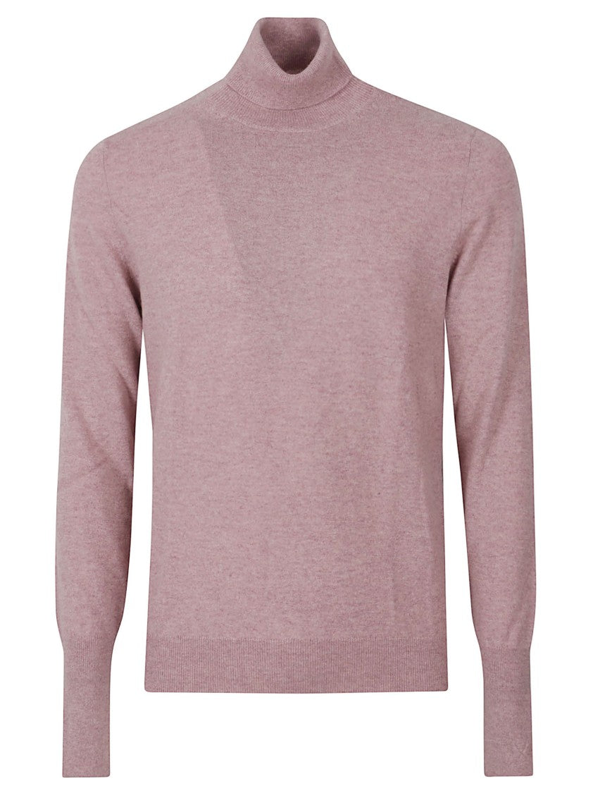 Ballantyne Fine-Knit Sweater With High Mock Neck And Ribbed Details