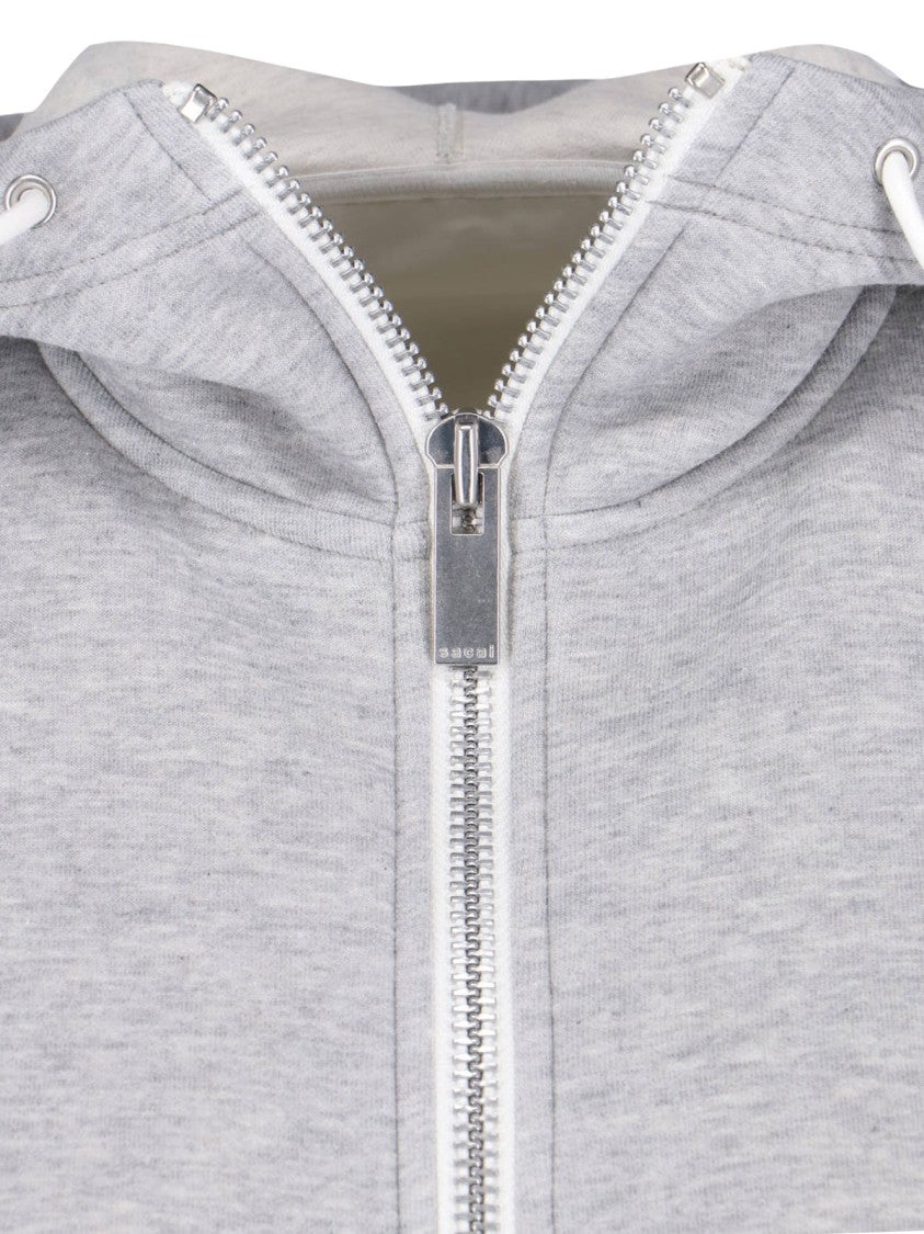 Sacai Grey/White Dual Zip Fabric Hoodie