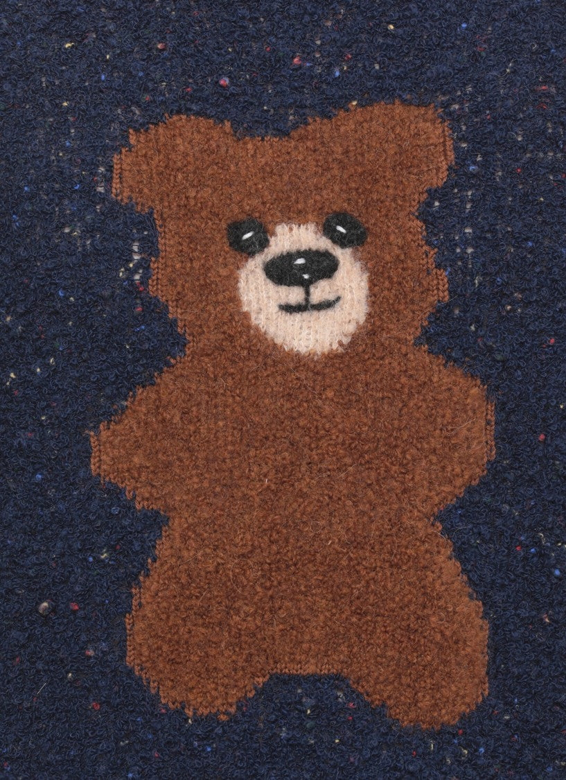 Moschino Blue Bouclé Wool-Blend Teddy Bear Motif Sweater