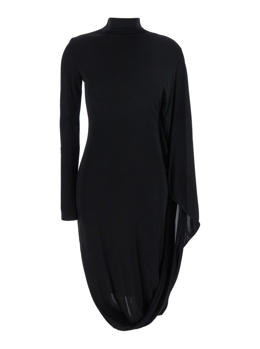 Stella Mccartney Black Asymmetric Midi Dress