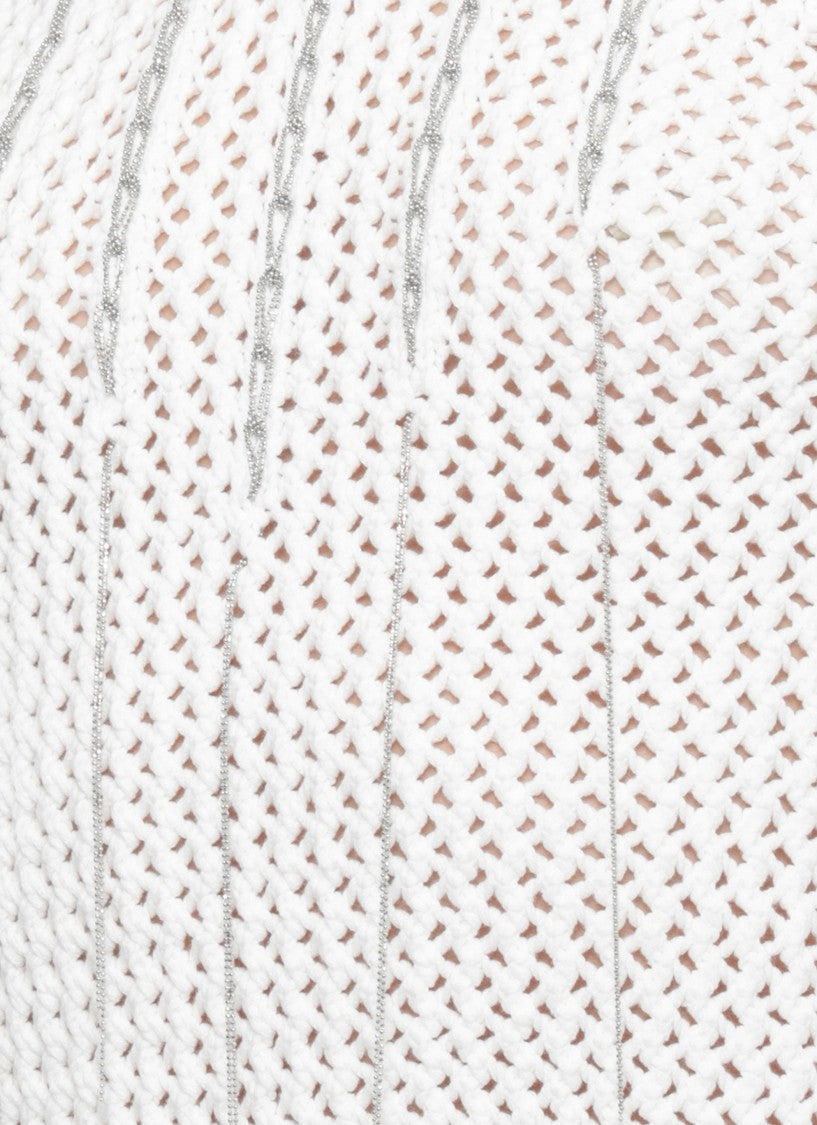 Peserico Ivory Metal Detail Knitted Cotton Tank Top