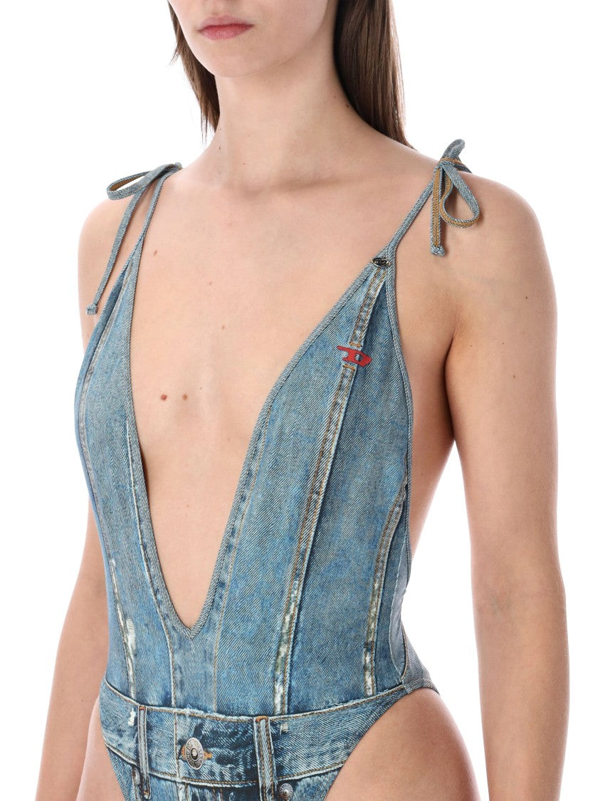 Diesel Recycled Denim Print One Piece Swimsuit