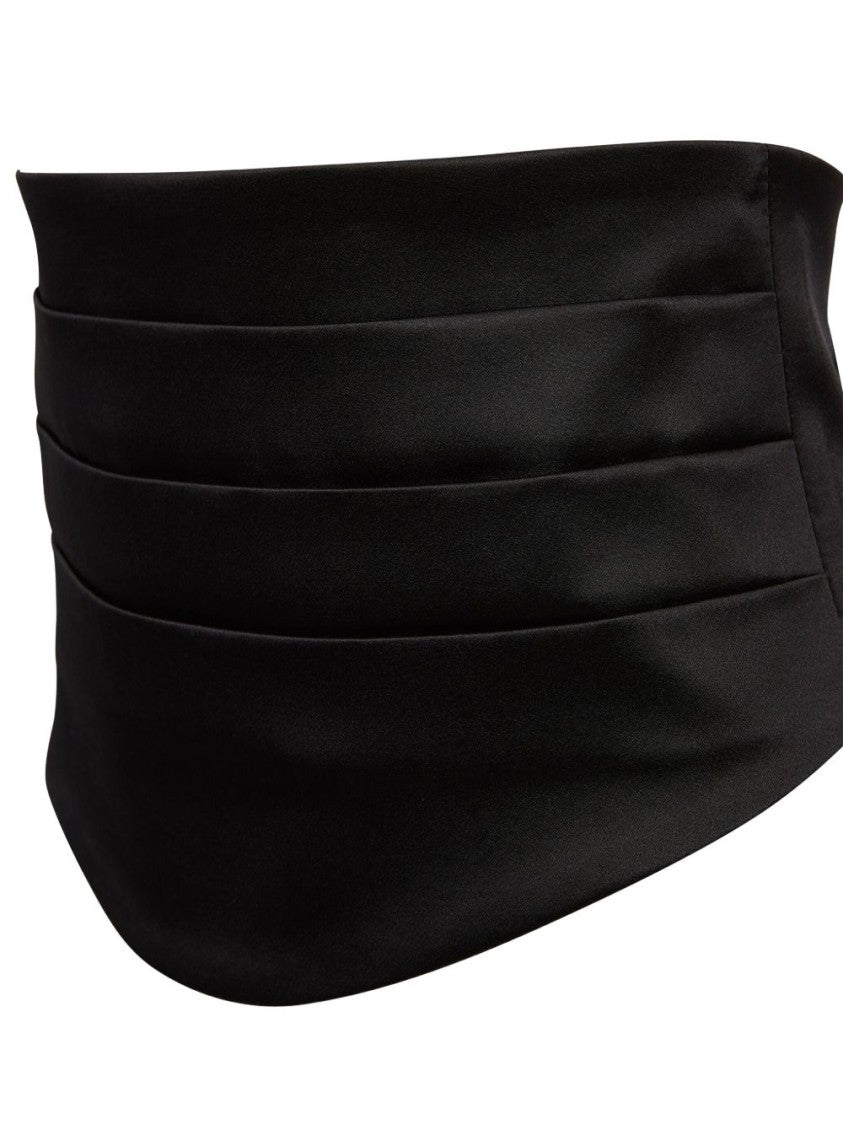 Nina Ricci Silk-Blend Satin Tuxedo Belt With Pleated Design