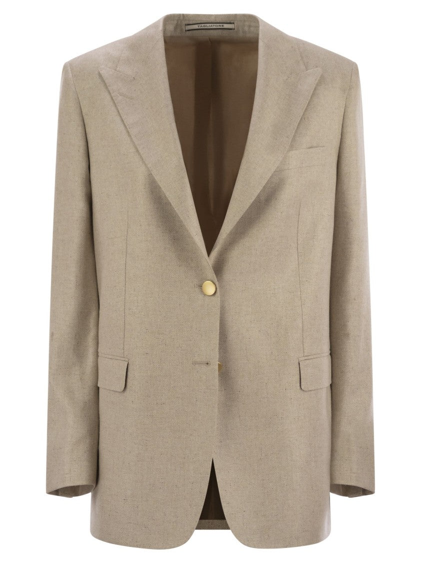 Tagliatore Silk Two-Button Jacket With Patch Pockets