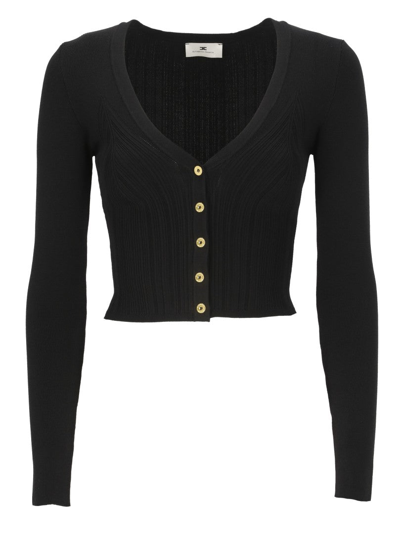 Elisabetta Franchi Black Viscose Blend Cardigan