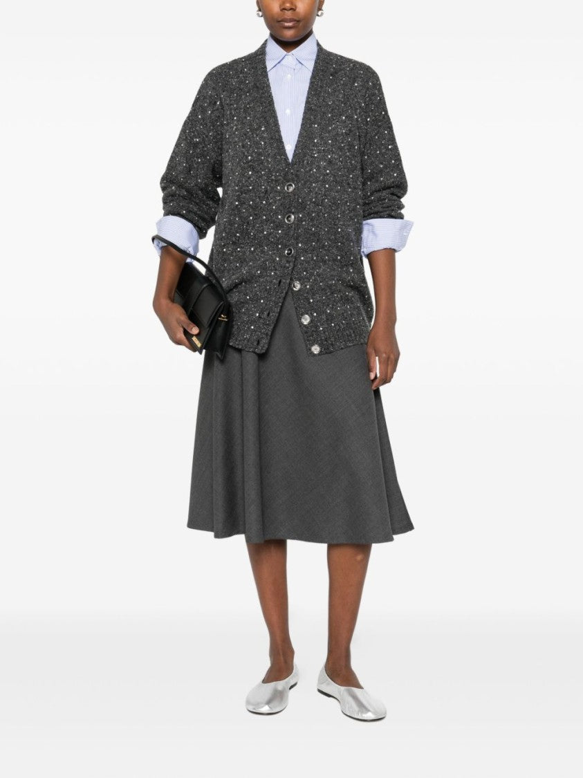 Pinko Textured Knit Cardigan With Deep V-Neck