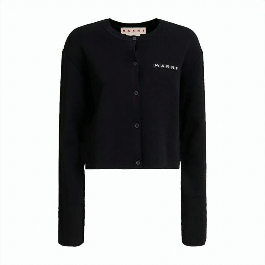 Marni Cropped Cardigan With Button-Down Front And Ribbed Texture