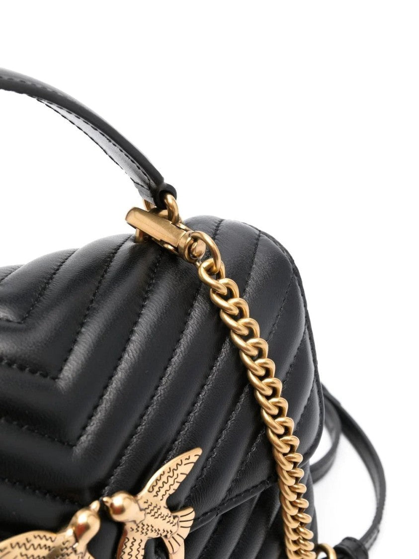 Pinko Quilted Leather Mini Crossbody Bag With Bird Clasp