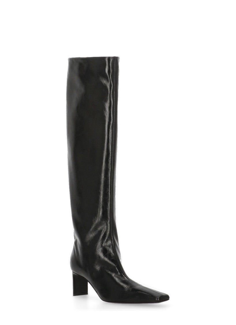 Khaite High-Shaft Leather Boots With Glossy Finish