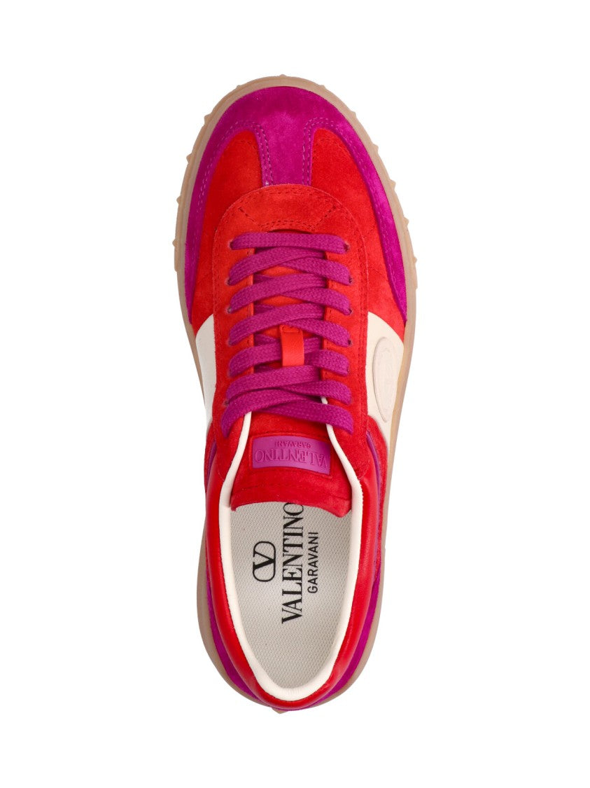 Valentino Garavani Red Upvillage Calfskin Leather Sneakers