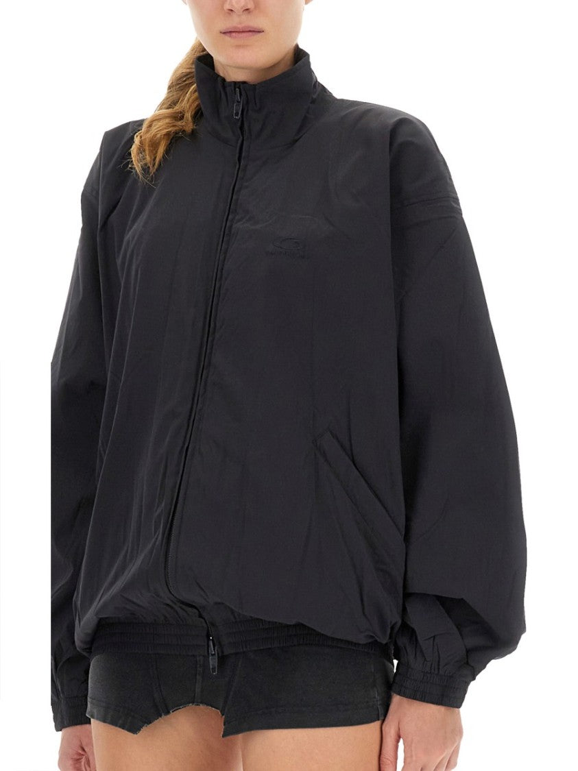 Balenciaga Oversized Jacket With High Collar And Front Zip Closure