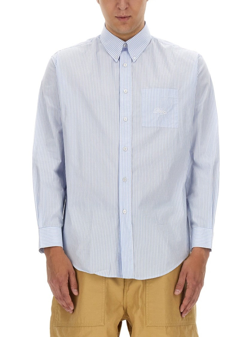 Drôle De Monsieur Button-Down Striped Shirt With Chest Pocket