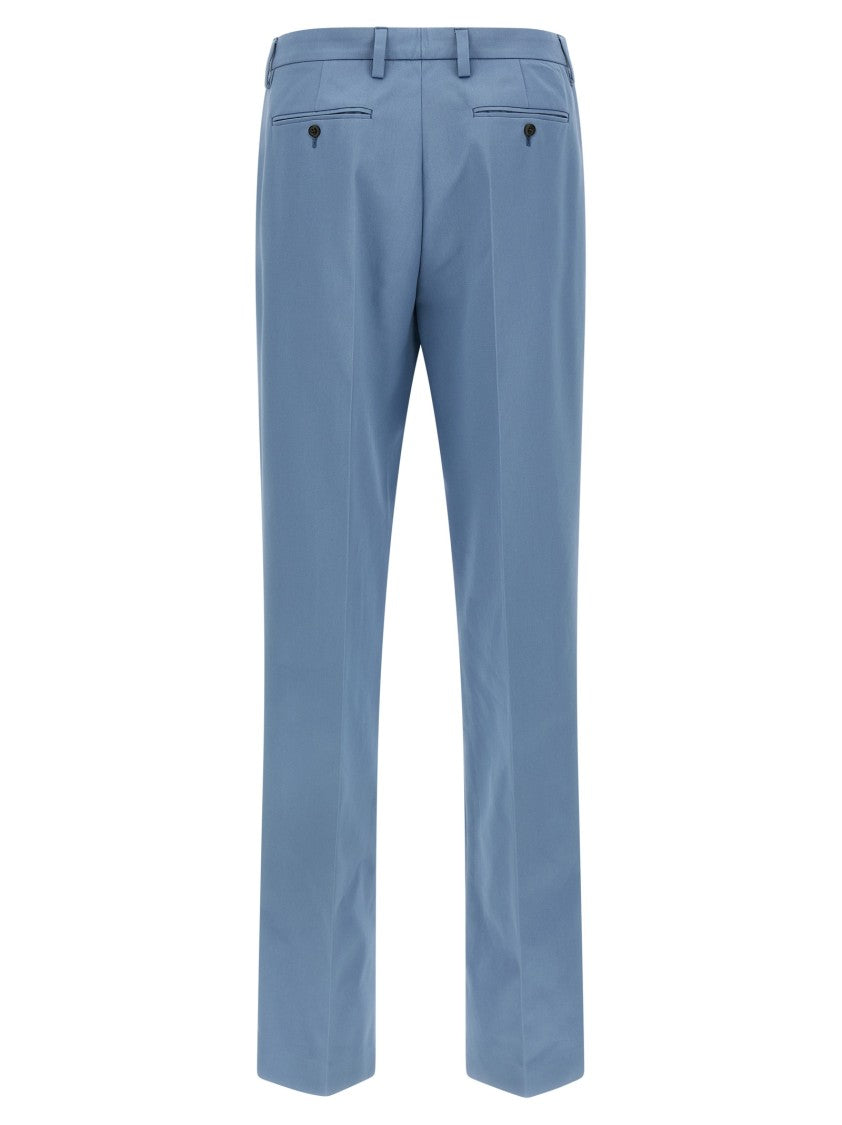 Prada Straight-Leg Cotton Trousers With Pleat Detailing