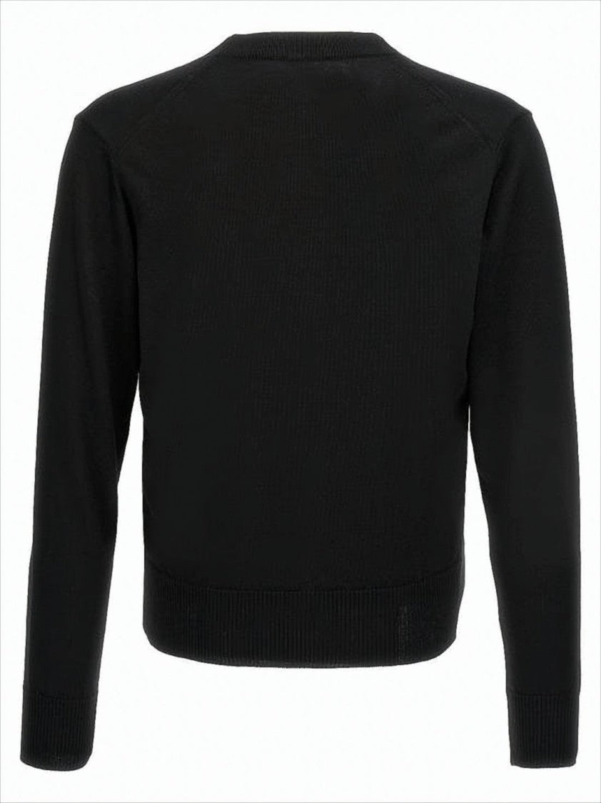 Ami Paris Classic V-Neck Cardigan With Embroidered Heart Detail
