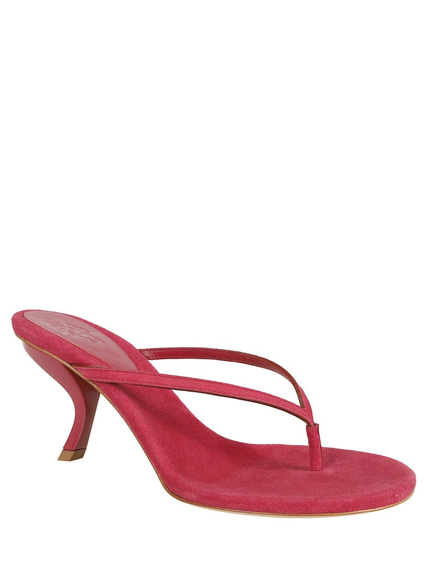 Gia Borghini Red Curved Heel Suede Mules
