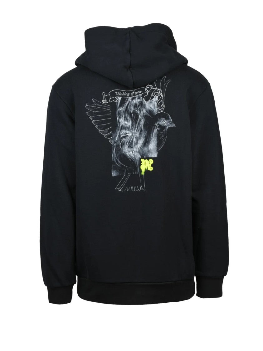 Palm Angels Black Cotton Graffiti Hoodie