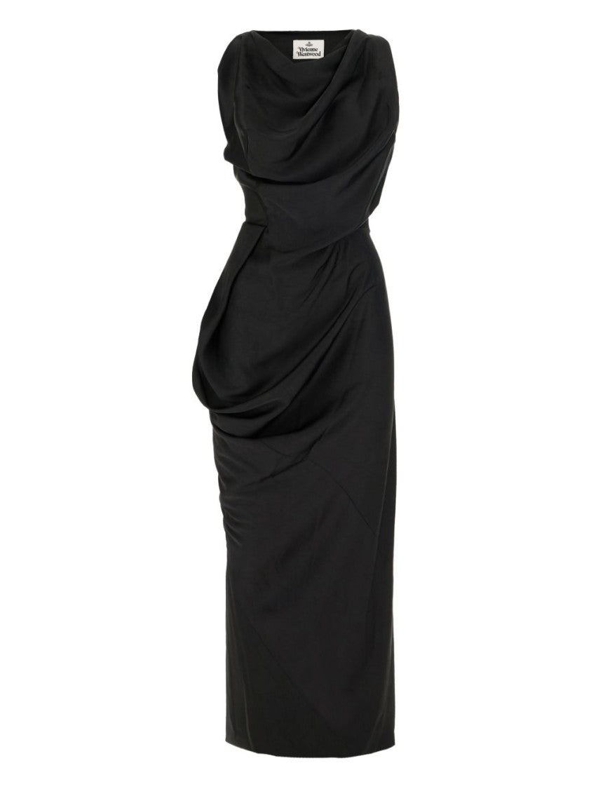 Vivienne Westwood Asymmetrically Draped Black Midi Dress