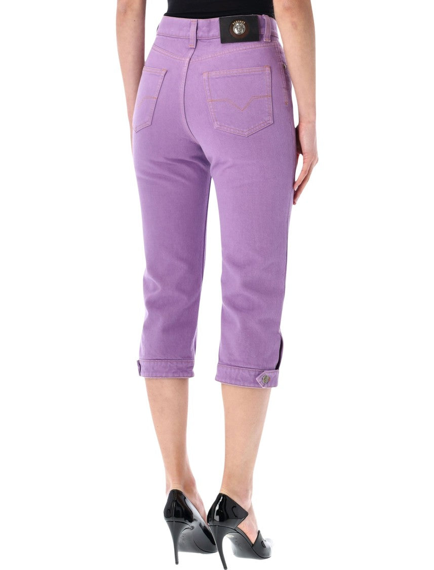 Versace Medusa Cropped Denim Capri Jeans