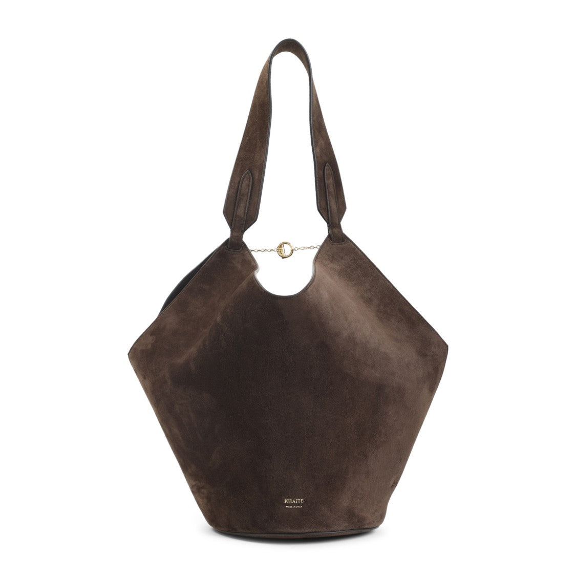 Khaite Distinctive Brown Calfskin Leather Tote With Gold Chain Detail