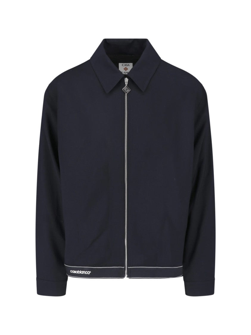Casablanca Black Virgin Wool Zip Shirt Jacket