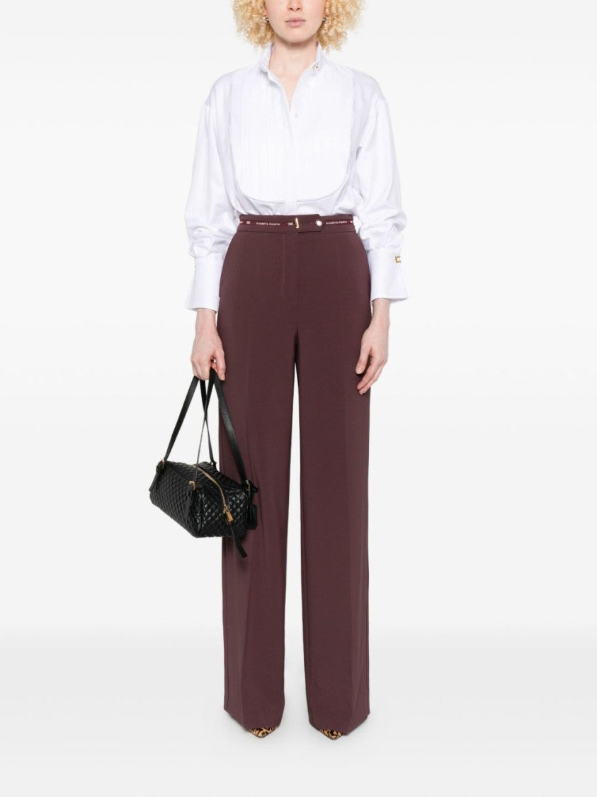 Elisabetta Franchi Bordeaux Wide-Leg Trousers With Tailored Fit