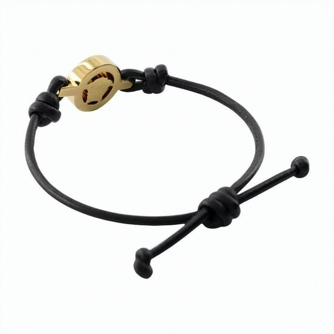 Versace Medusa-Embellished Black Leather Bracelet