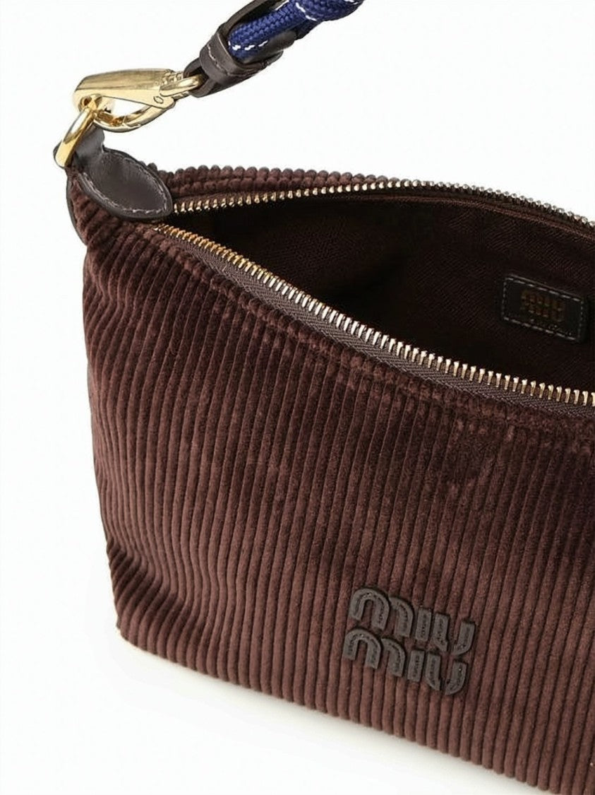 Miu Miu Ribbed Cotton Clutch With Contrasting Handle