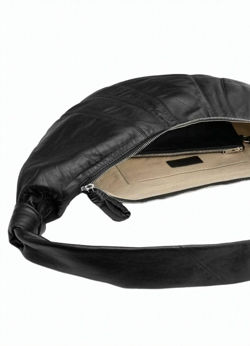 Lemaire Crescent-Shaped Black Lamb Leather Crossbody Bag