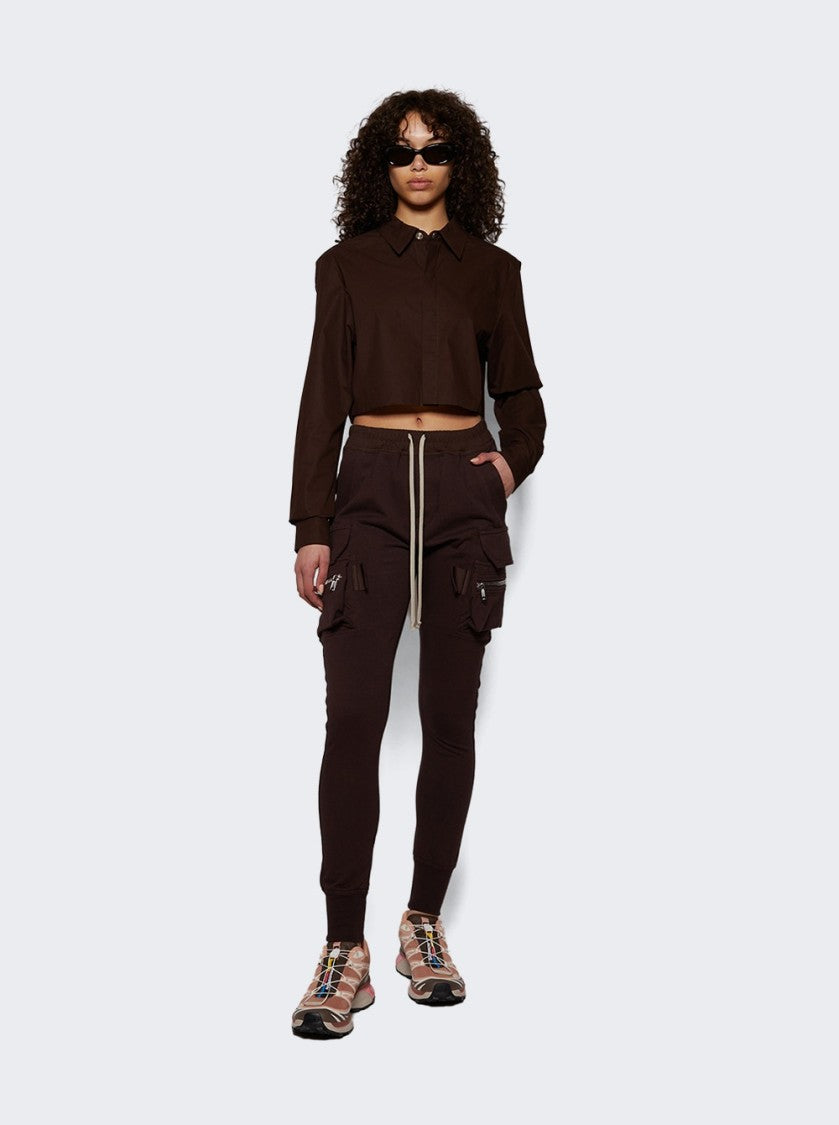 Rick Owens Woven Cropped Outershirt Mahogany