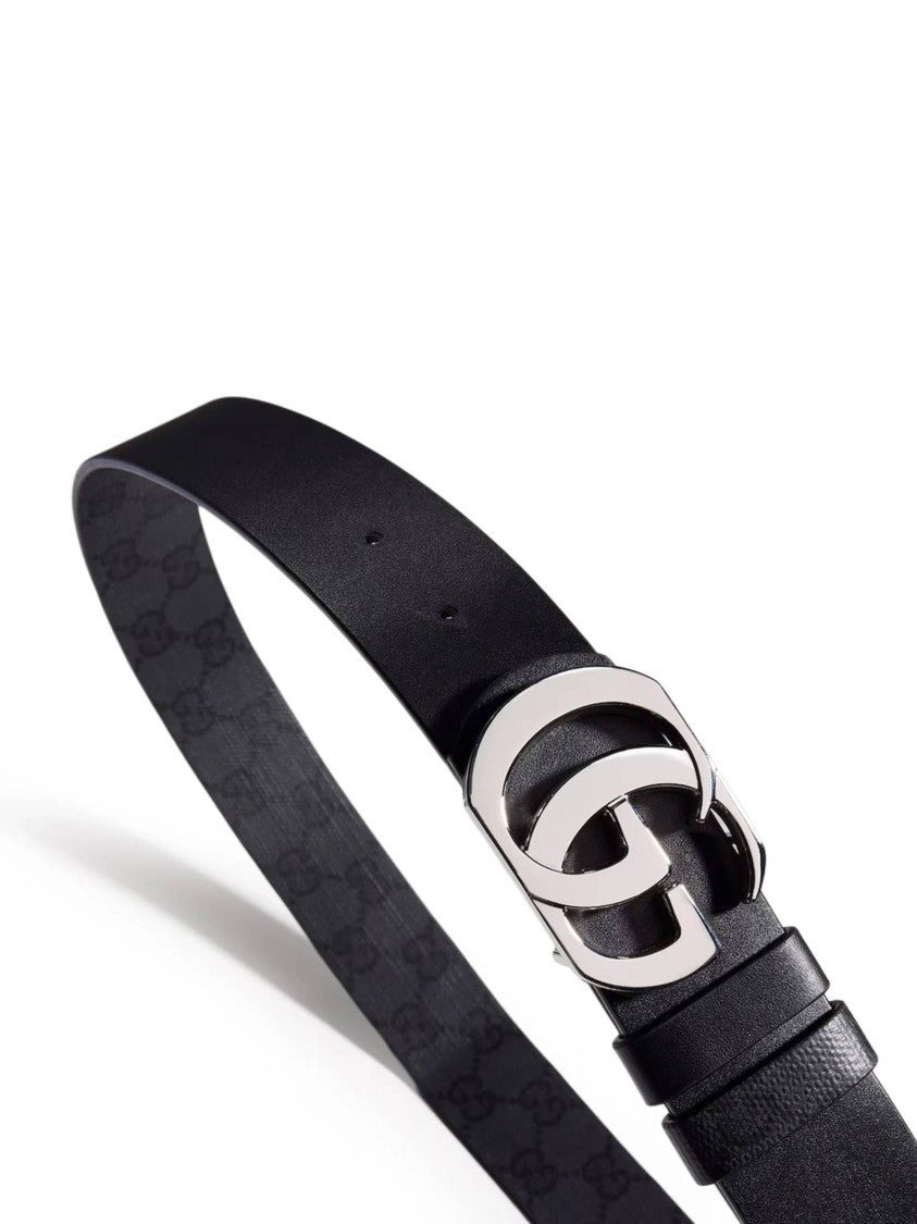Gucci Black Belt W.35 Embossed Accessory