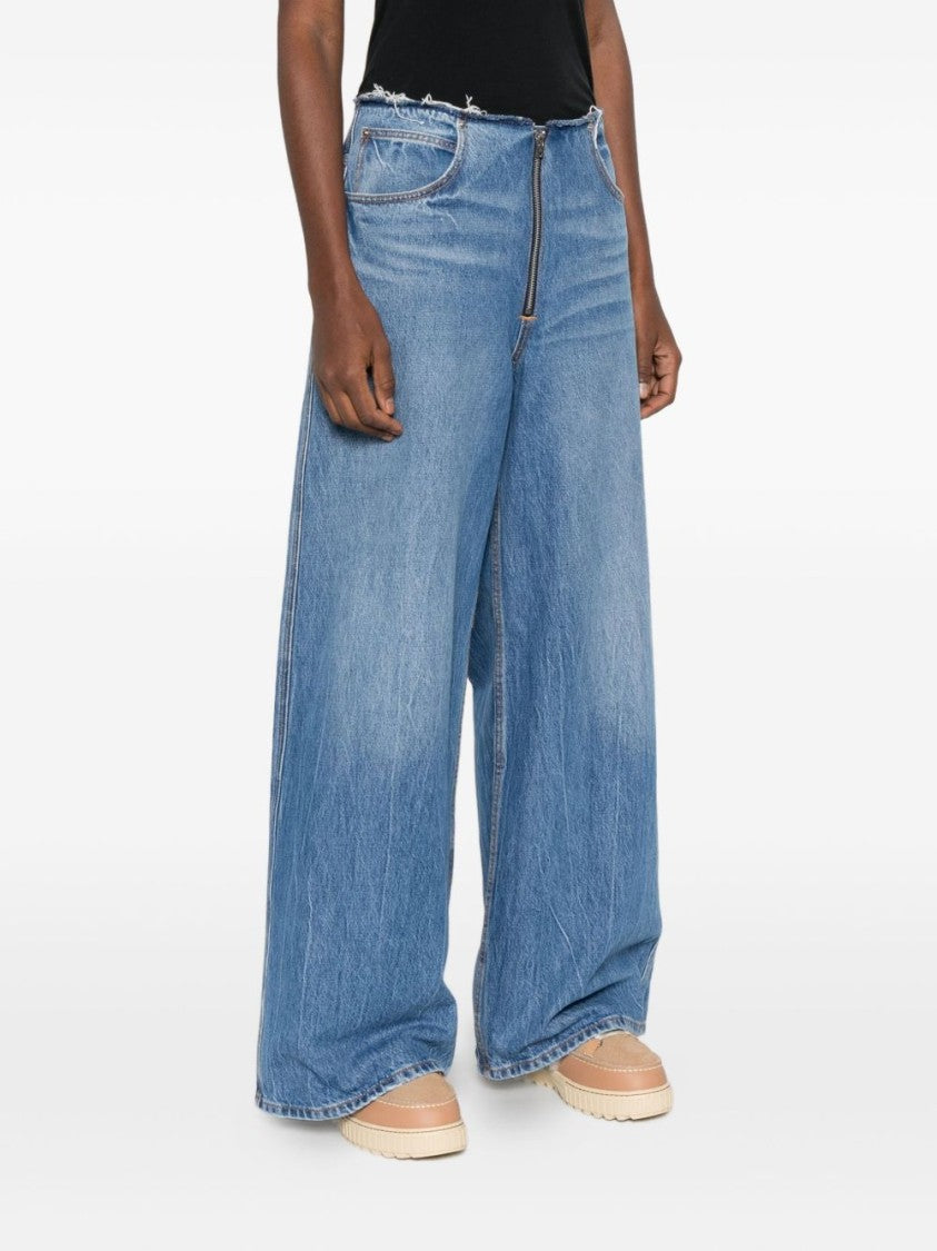 Alexander Wang High-Waisted Wide-Leg Jeans With Prominent Zipper