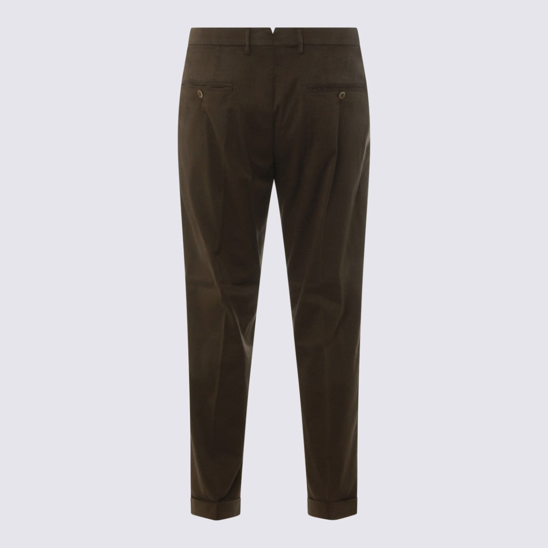 Gta Il Pantalone Tailored Brown Trousers With Cuffed Hem And Button Details