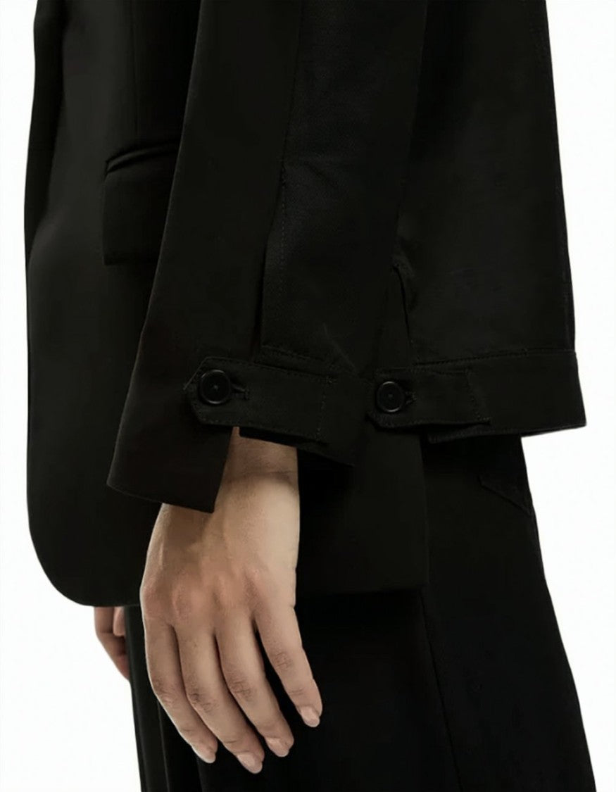 Mlo Structured Classic Lapel Button-Front Tailored Jacket