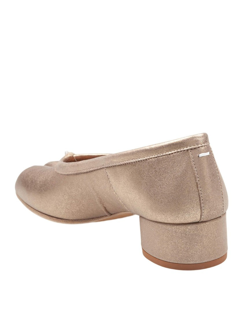 Maison Margiela Tabi Ballerina Flats In Metallic Leather, Gold Color
