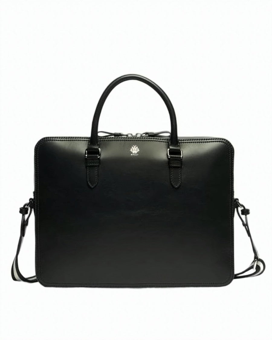 Bally Black Structured Rectangular Cowhide Tote Bag