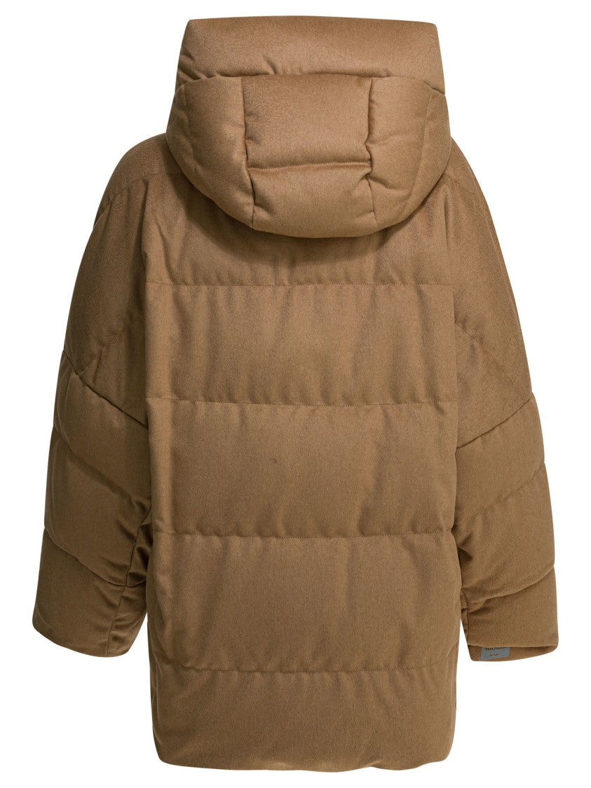 Max Mara Boxy Padded Jacket With High Collar And Reversible Texture