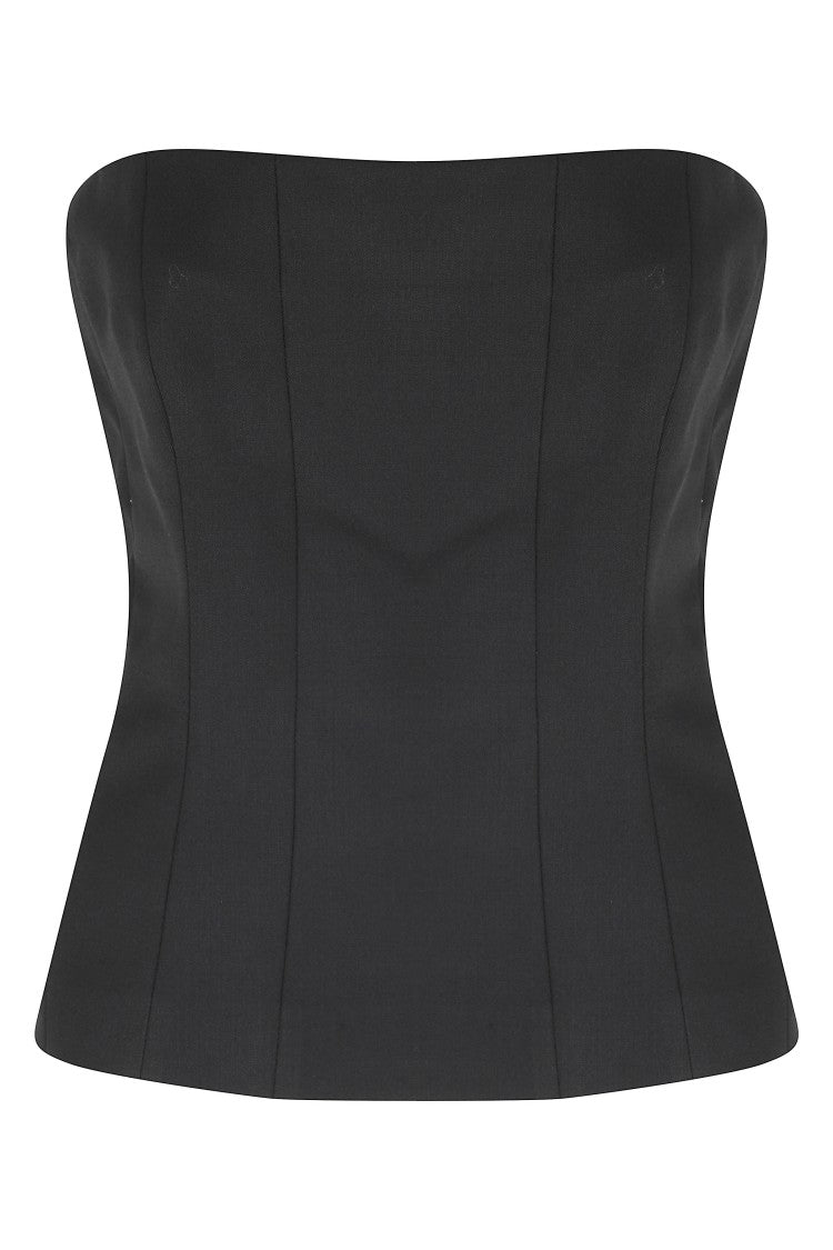 Federica Tosi Black Structured Wool-Blend Bustier Top