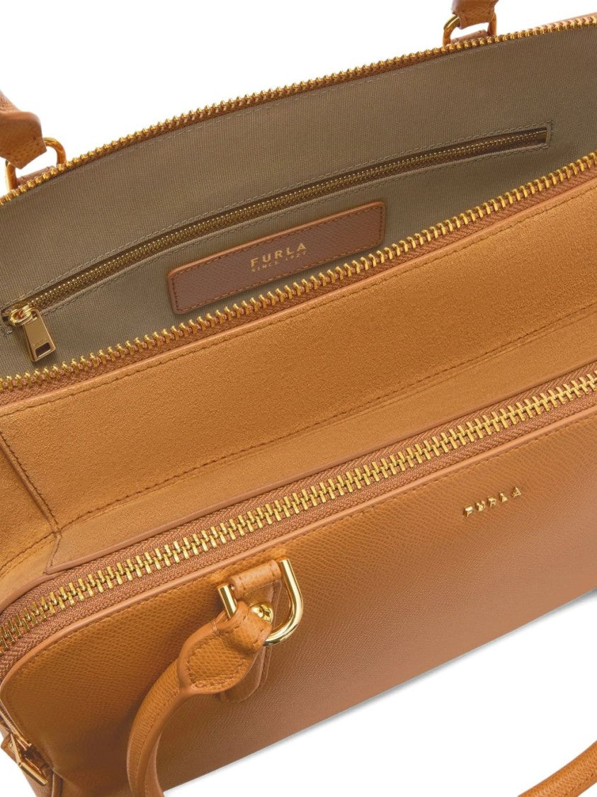 Furla Textured Leather Handbag With Gold-Tone Hardware