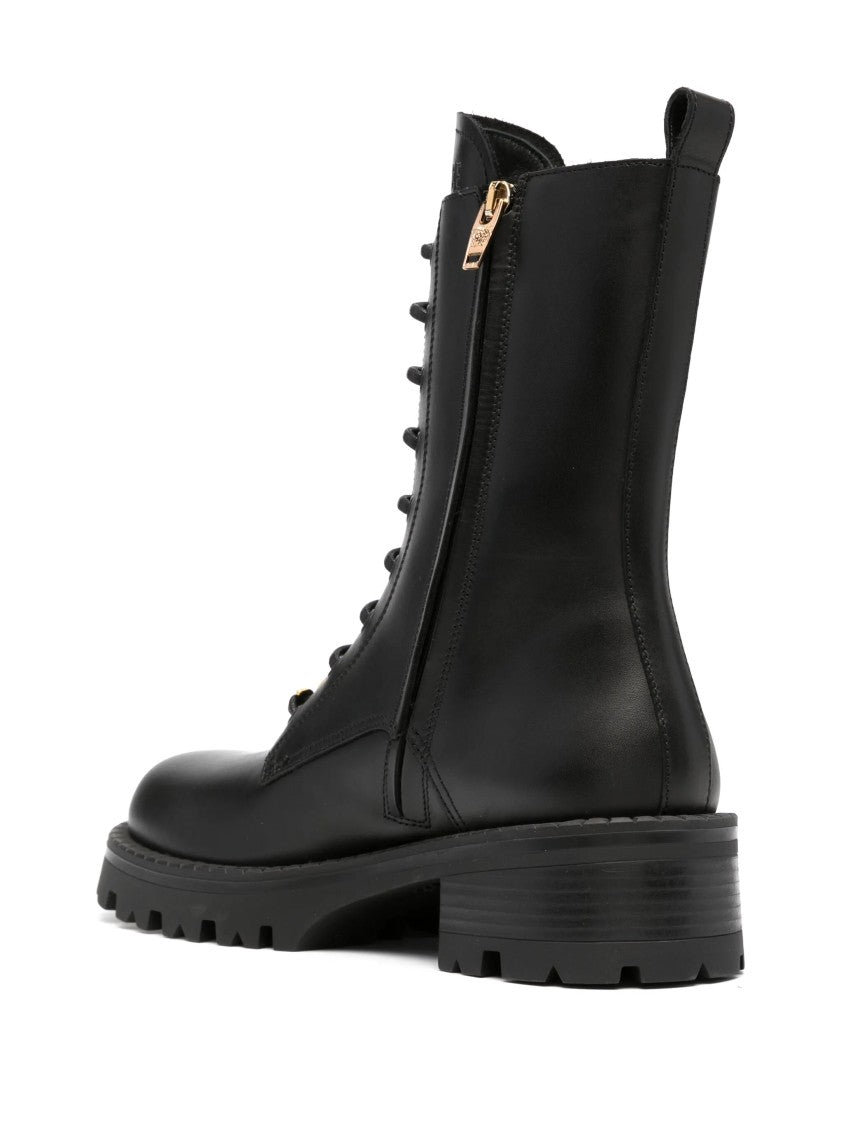 Versace Calf Leather Ankle Boots With Sculpted Sole