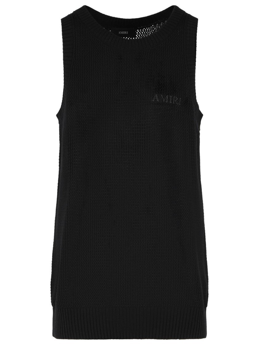 Amiri 'Knit Mesh' Black Cotton Tank Top