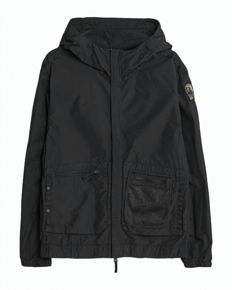 Parajumpers Lightweight Black Hooded Casual Jacket With Textured Finish