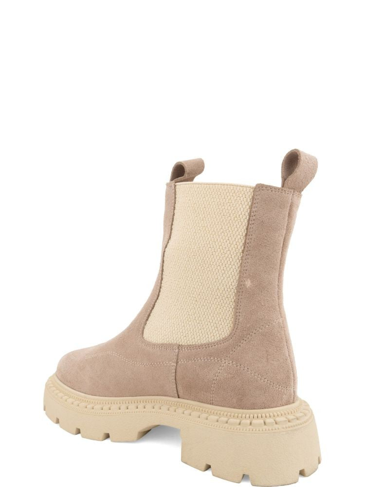 Prato Creativo Brown Soft Suede Elastic Panels Ankle Boots