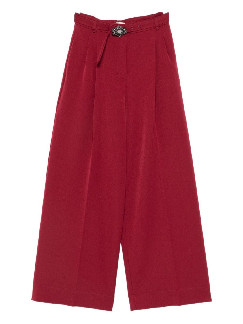 Liu Jo Bordeaux Wide-Leg Trousers With Slim Belt